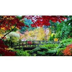 3D Printed Blackout Fabric Set of 2 Curtains for Bedroom (Bridge in Colorful Forest)
