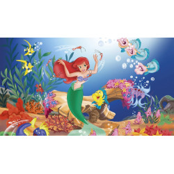 3D Printed Blackout Fabric Set of 2 Curtains for Bedroom (Dancing Little Mermaid with Friends)