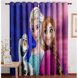 3D Printed Blackout Fabric Set of 2 Curtains for Bedroom (The Frozen with Friends)