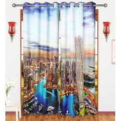 3D Printed Blackout Fabric Set of 2 Curtains for Bedroom (Aladdin City in Dubai)