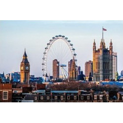 3D Printed Blackout Fabric Set of 2 Curtains for Bedroom (Giant Ferris Wheel on the bank of River Thames in London)