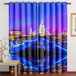 3D Printed Blackout Fabric Set of 2 Curtains for Bedroom (Millennium Bridge crossing the River Thames in London)