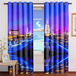 3D Printed Blackout Fabric Set of 2 Curtains for Bedroom (Millennium Bridge crossing the River Thames in London)