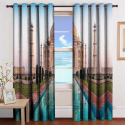 3D Printed Blackout Fabric Set of 2 Curtains for Bedroom (Taj Mahal in India)