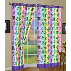 3D Printed Blackout Fabric Pack of 1 Curtain for Bedroom (English Alphabets)