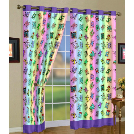 3D Printed Blackout Fabric Pack of 1 Curtain for Bedroom (English Alphabets)