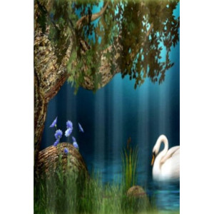 3D Printed Blackout Fabric Pack of 1 Curtain for Bedroom (Tree shading Swan)