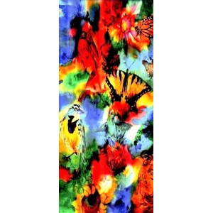 3D Printed Blackout Fabric Pack of 1 Curtain for Bedroom (Birds, Flowers and Butterflies)