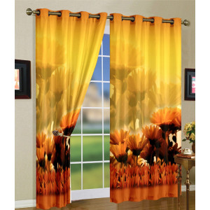3D Printed Blackout Fabric Pack of 1 Curtain for Bedroom (Bunch of Sun Flowers)