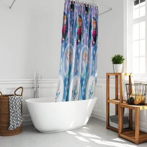 3D Printed Waterproof Polyester Pack of 1 Shower Curtain for Bathroom with 12 Hooks (The Frozen)