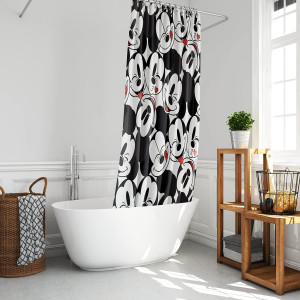 3D Printed Waterproof Polyester Pack of 1 Shower Curtain for Bathroom with 12 Hooks (Mickey Mouse)
