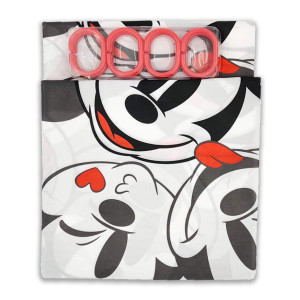 3D Printed Waterproof Polyester Pack of 1 Shower Curtain for Bathroom with 12 Hooks (Mickey Mouse)