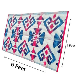 High Quality & Reversible Plastic Chatai Mat for Living Room & Picnic on Floor Sitting & Sleeping (Assorted Pack of 1)