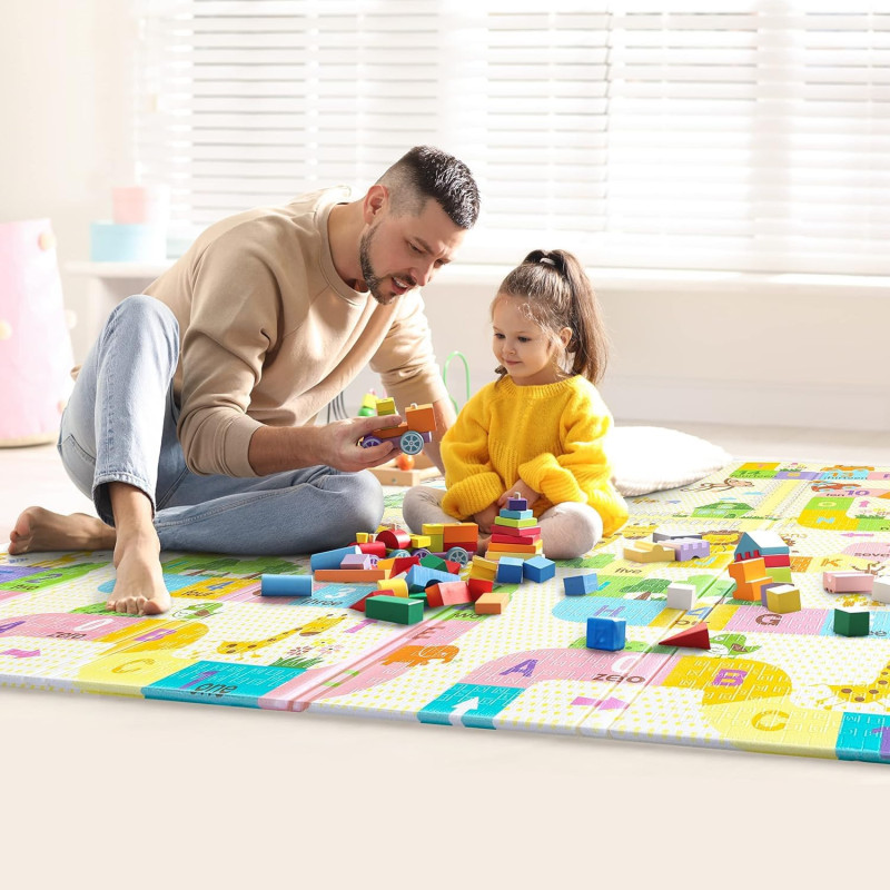 Reversible & Foldable Baby Play Foam Mat for Crawling baby & Picnic on Floor Sitting & Sleeping (6.5 Feet x 6 Feet x 8 mm)