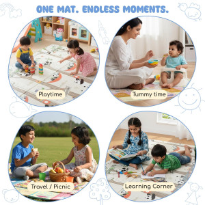 Reversible & Foldable Baby Play Foam Mat for Crawling baby & Picnic on Floor Sitting & Sleeping (6.5 Feet x 6 Feet x 8 mm)