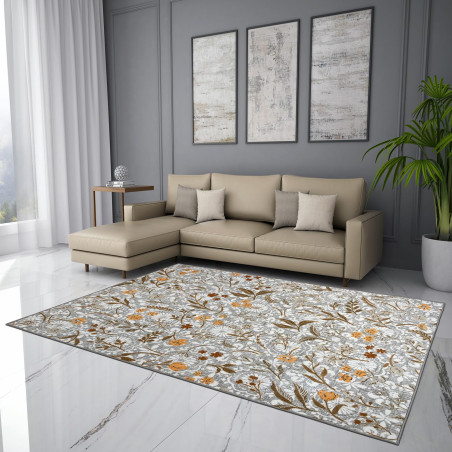 Welspun Anti – Skid & Machine Washable 981 GSM Polyester Carpet for Living Room, Bedroom & Dining Area (Beige)