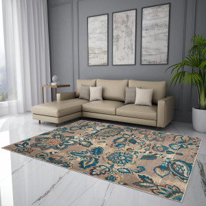 Welspun Anti – Skid & Machine Washable 981 GSM Polyester Carpet for Living Room, Bedroom & Dining Area (Brown)