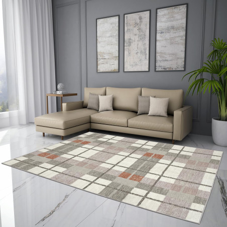 Welspun Anti – Skid & Machine Washable 981 GSM Polyester Carpet for Living Room, Bedroom & Dining Area (Cream)
