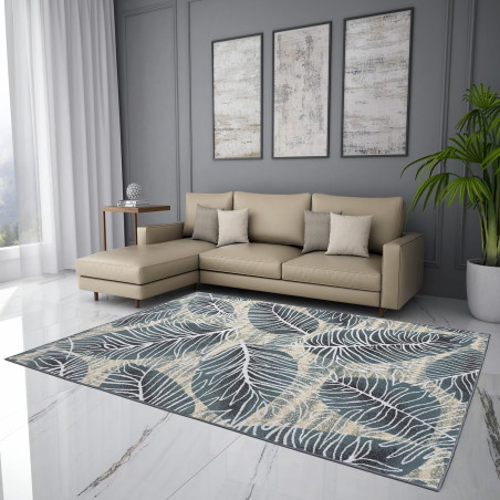 Welspun Anti – Skid & Machine Washable 981 GSM Polyester Carpet for Living Room, Bedroom & Dining Area (Grey)