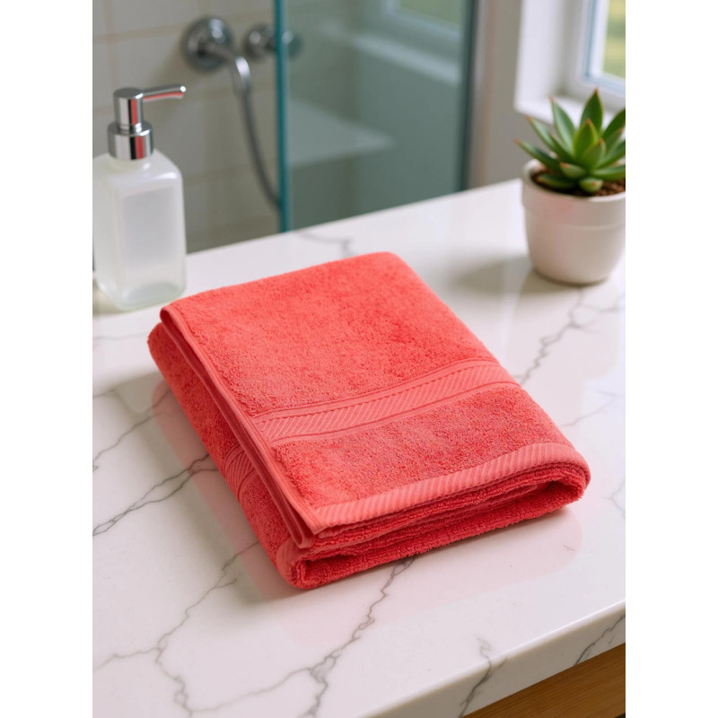 Jockey 100% Cotton Terry Ultrasoft and Highly Absorbent 600 GSM Solid Bath Towel for Bathroom (Coral)