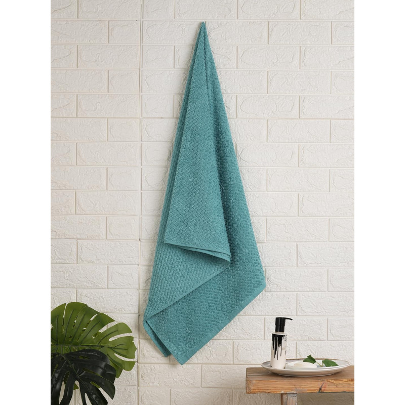 SPACES 100% Cotton Terry Ultrasoft and Quick Absorbent 420 GSM Solid Bath Towel for Bathroom (Dusty Turquoise)