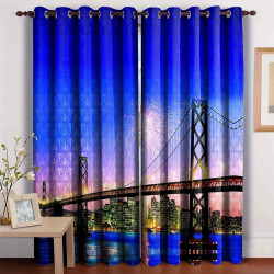 3D Printed Blackout Fabric Set of 2 Curtains for Bedroom (Oakland Bay Bridge with Fireworks in San Francisco, California)
