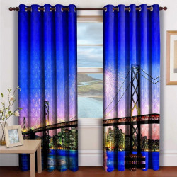 3D Printed Blackout Fabric Set of 2 Curtains for Bedroom (Oakland Bay Bridge with Fireworks in San Francisco, California)